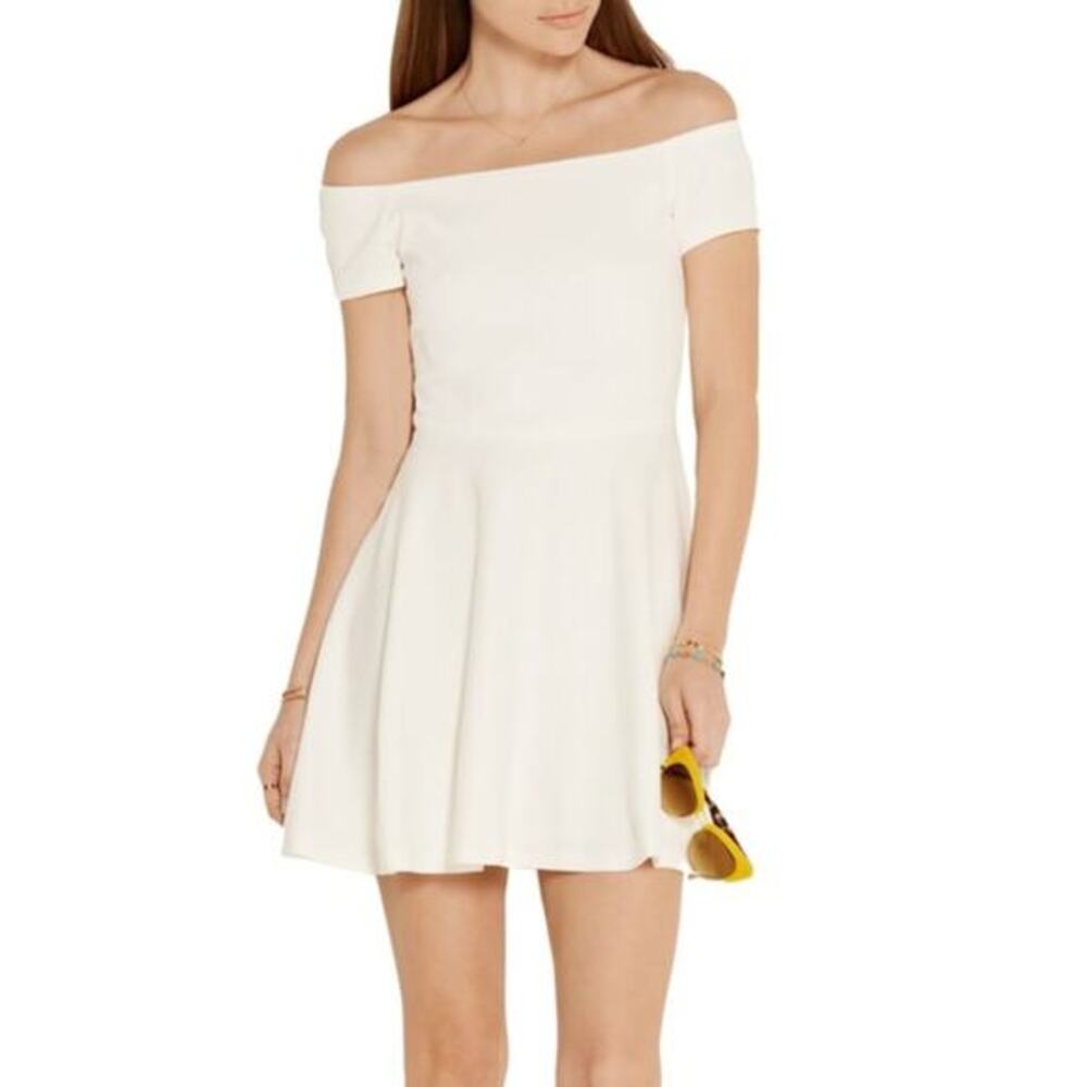 Alice‎ + olivia white off shoulder fit and flare mini dress